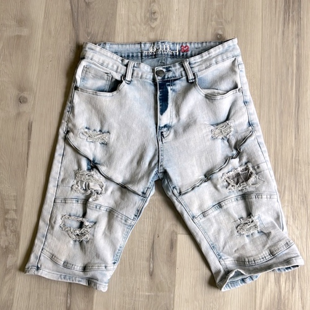 GS-115 Acid Wash Distressed Jean Shorts Size 34
